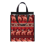 Red Indian Elephant Pattern Print Insulated Lunch Tote
