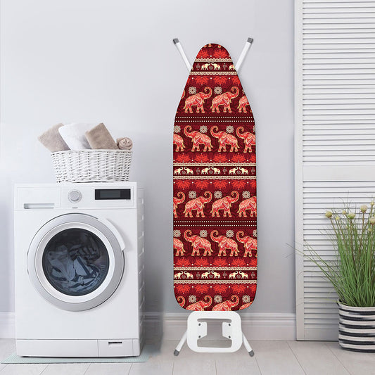 Red Indian Elephant Pattern Print Ironing Board Cover