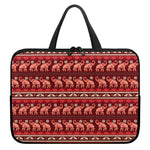 Red Indian Elephant Pattern Print Laptop Sleeve With Handle