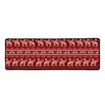 Red Indian Elephant Pattern Print Long Kitchen Mat