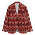 Red Indian Elephant Pattern Print Men's Blazer