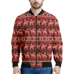 Red Indian Elephant Pattern Print Men's Bomber Jacket