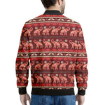 Red Indian Elephant Pattern Print Men's Bomber Jacket