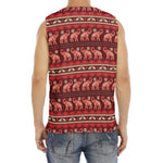 Red Indian Elephant Pattern Print Men's Fitness Tank Top