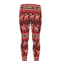 Red Indian Elephant Pattern Print Men's Leggings