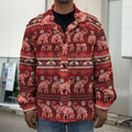 Red Indian Elephant Pattern Print Men's Shirt Jacket