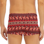 Red Indian Elephant Pattern Print Men's Short Boxer Briefs