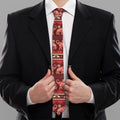 Red Indian Elephant Pattern Print Necktie