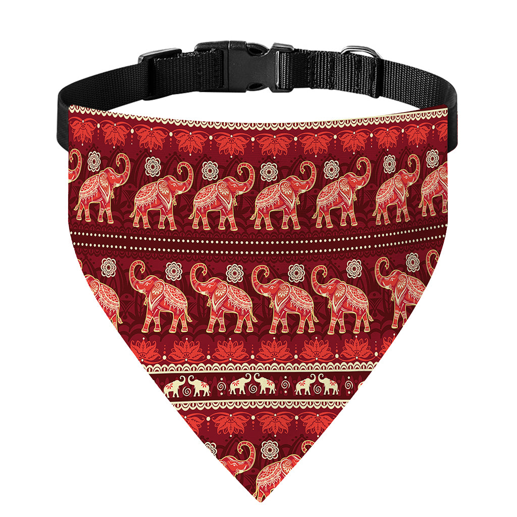 Red Indian Elephant Pattern Print Over The Collar Dog Bandana