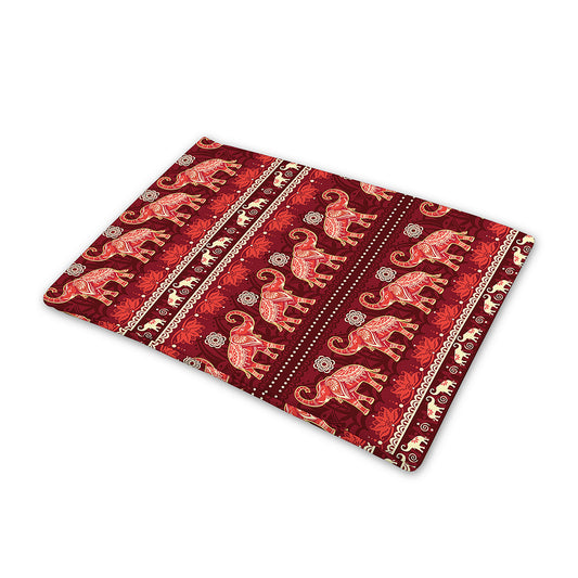 Red Indian Elephant Pattern Print Pet Cooling Mat Cover