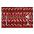 Red Indian Elephant Pattern Print Placemat