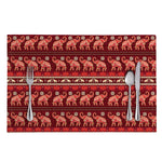 Red Indian Elephant Pattern Print Placemat