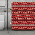 Red Indian Elephant Pattern Print Polyester Shower Curtain