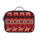 Red Indian Elephant Pattern Print Portable Lunch Bag