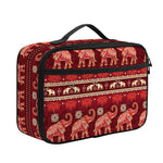 Red Indian Elephant Pattern Print Portable Lunch Bag