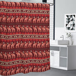 Red Indian Elephant Pattern Print Premium Shower Curtain