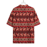 Red Indian Elephant Pattern Print Rayon Hawaiian Shirt