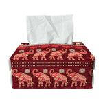Red Indian Elephant Pattern Print Rectangle Tissue Box Cover