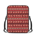 Red Indian Elephant Pattern Print Rectangular Crossbody Bag