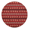 Red Indian Elephant Pattern Print Round Blanket