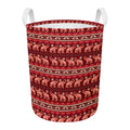 Red Indian Elephant Pattern Print Round Laundry Basket
