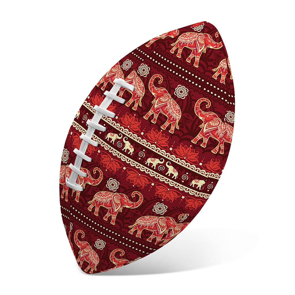 Red Indian Elephant Pattern Print Rugby Ball