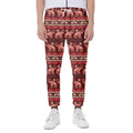 Red Indian Elephant Pattern Print Joggers