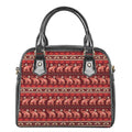 Red Indian Elephant Pattern Print Shoulder Handbag