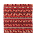 Red Indian Elephant Pattern Print Silk Bandana