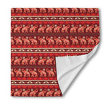 Red Indian Elephant Pattern Print Silk Bandana