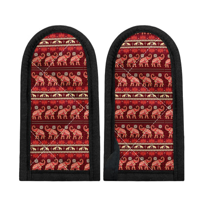 Red Indian Elephant Pattern Print Skillet Handle Cover