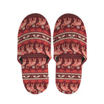 Red Indian Elephant Pattern Print Slippers
