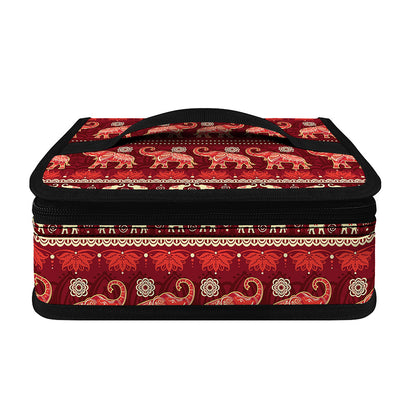Red Indian Elephant Pattern Print Small Lunch Bag