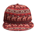 Red Indian Elephant Pattern Print Snapback Cap