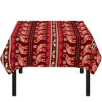 Red Indian Elephant Pattern Print Tablecloth