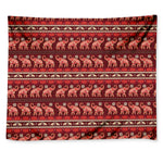 Red Indian Elephant Pattern Print Tapestry