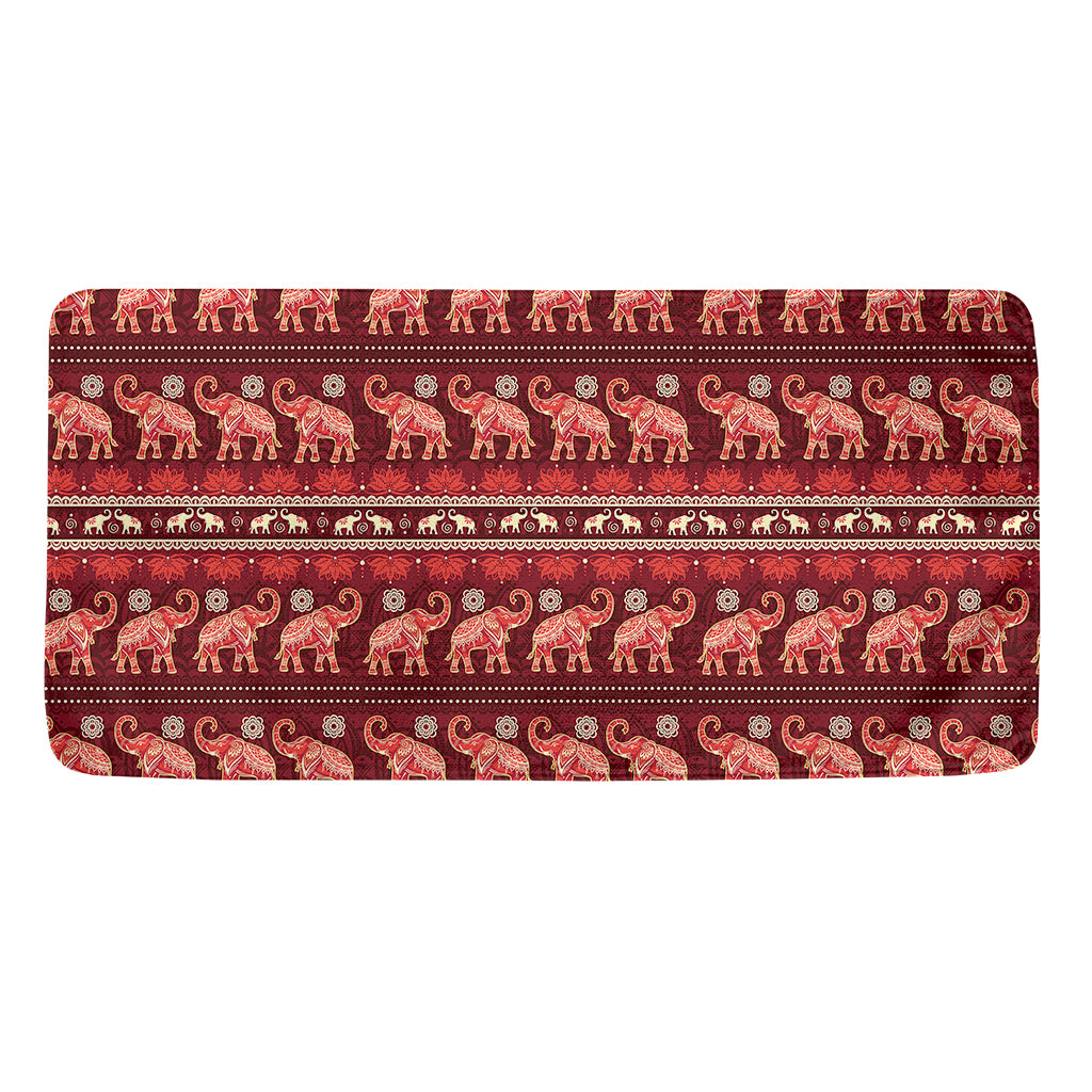 Red Indian Elephant Pattern Print Towel