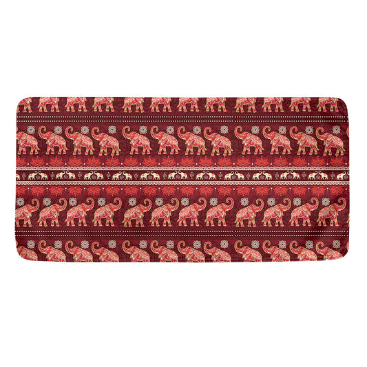 Red Indian Elephant Pattern Print Towel