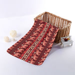 Red Indian Elephant Pattern Print Towel