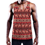 Red Indian Elephant Pattern Print Training Tank Top