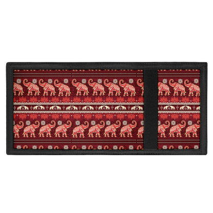 Red Indian Elephant Pattern Print Trifold Wallet