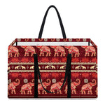Red Indian Elephant Pattern Print Utility Tote Bag