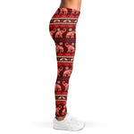 Red Indian Elephant Pattern Print Women's Leggings