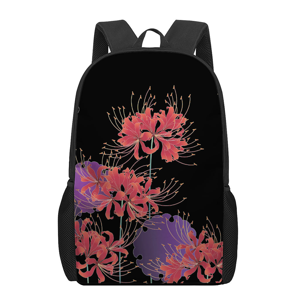 Red Japanese Amaryllis Pattern Print 17 Inch Backpack