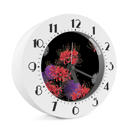 Red Japanese Amaryllis Pattern Print Alarm Clock