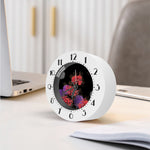 Red Japanese Amaryllis Pattern Print Alarm Clock