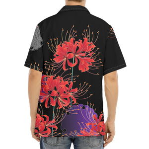 Red Japanese Amaryllis Pattern Print Aloha Shirt