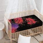 Red Japanese Amaryllis Pattern Print Baby Crib Sheet