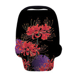 Red Japanese Amaryllis Pattern Print Baby Seat Cover