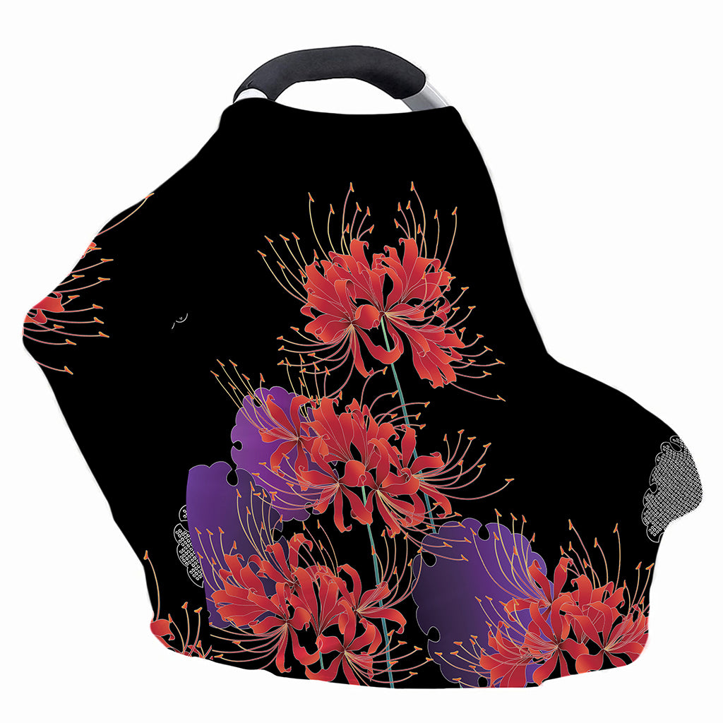 Red Japanese Amaryllis Pattern Print Baby Seat Cover